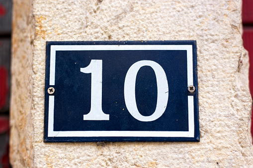 Retro Street Address Sign/Plaque in France: 10