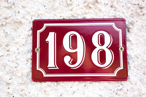 Retro Street Address Sign/Plaque in France: 198