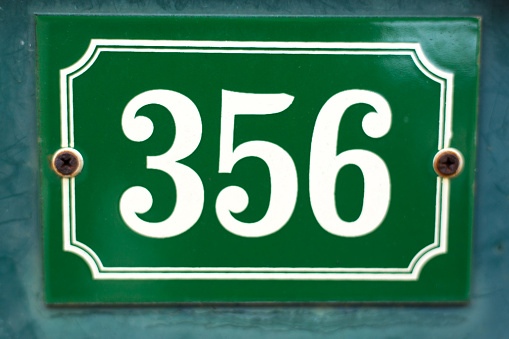 Retro Street Address Sign/Plaque in France: 356