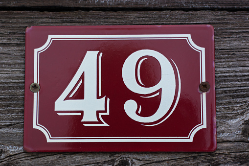 Retro Street Address Sign/Plaque in France: 49