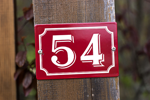 Retro Street Address Sign/Plaque in France: 54