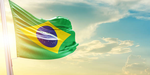 istock Brazil national waving flag. 1493728085