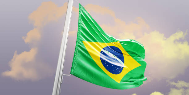 istock Brazil national waving flag. 1493728170