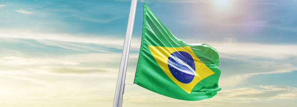 istock Brazil national waving flag. 1493728205