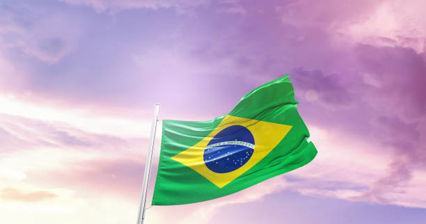 istock Brazil national waving flag. 1493728252