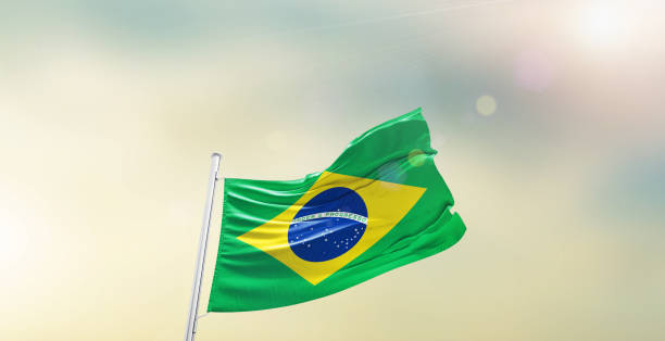 istock Brazil national waving flag. 1493728253