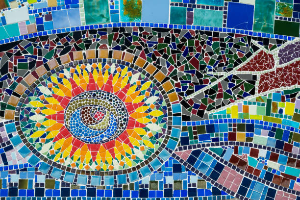 istock Abstract colourful tiles mosaic wall for background 1493729156