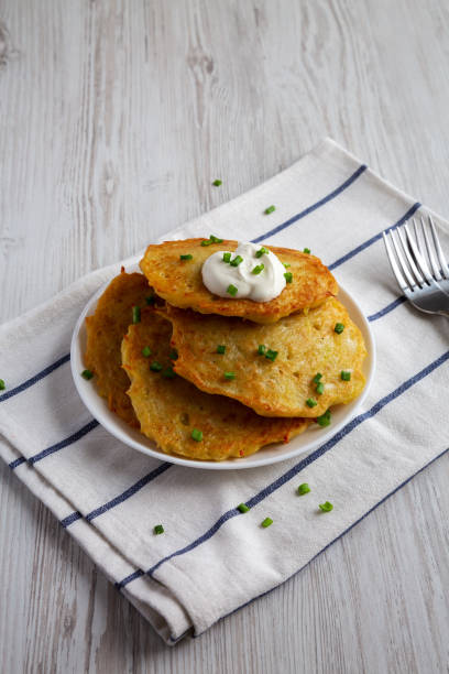 istock Homemade Boxty Irish Potato Pancakes on a Plate, side view. Copy space. 1493731387