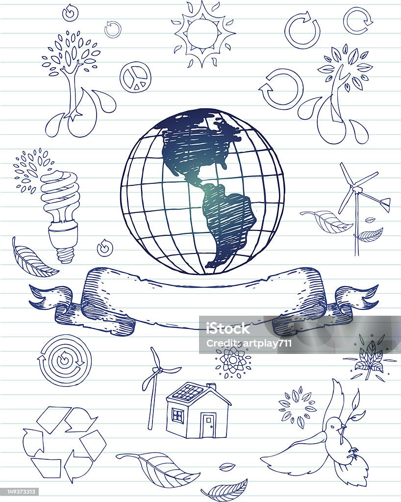 Earth Doodles Stock Illustration - Download Image Now - Copy Space