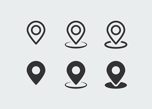 Map pin locator symbol design icon set template