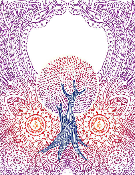 ilustrações, clipart, desenhos animados e ícones de árvore de hena - henna tattoo