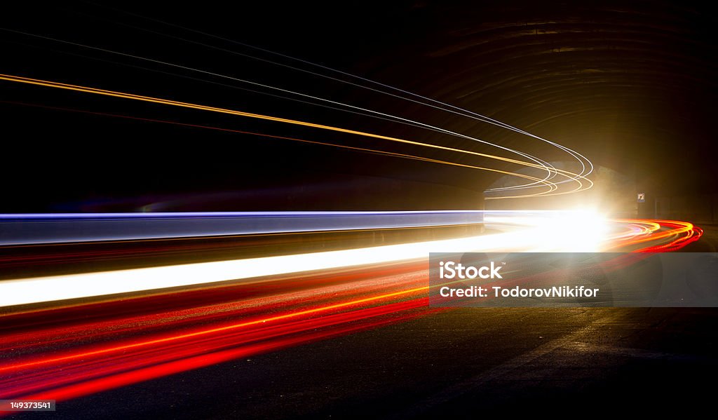 Auto Licht Wege in den tunnel - Lizenzfrei Mehrfachbelichtung Stock-Foto