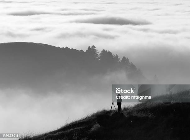 フォトグラファーのシルエットに霧 - ハイキングのストックフォトや画像を多数ご用意 - ハイキング, モノクロ, カリフォルニア州