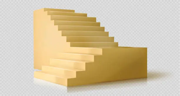 Vector illustration of Realistic yellow staircase interior design element