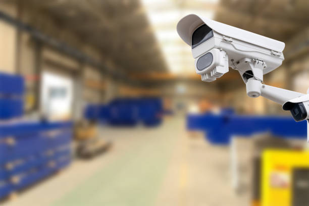 istock CCTV Camera or surveillance operating inside industrial factory. Copy space. 1493742586