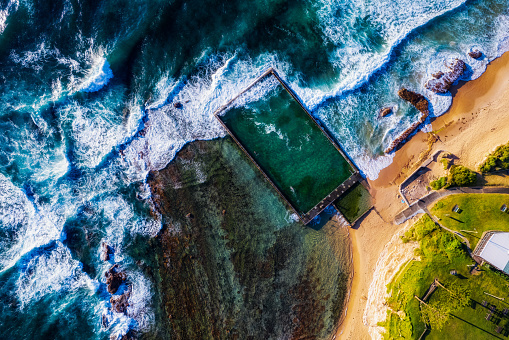 Austinmer ocean pools are double pools on the eastern coastline of Australia near Sydney. The pools are directly connected to the Pacific  Ocean.