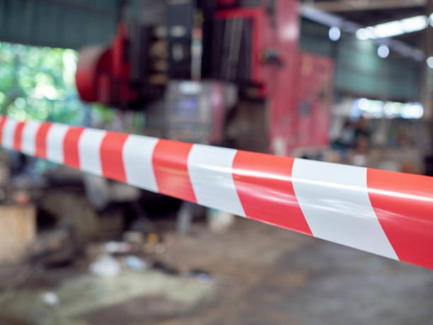 Tap red white color warning barrier danger safety caution line sign stop construction security protection accident striped barricade forbidden police attention area quarantine cross restricted prevent