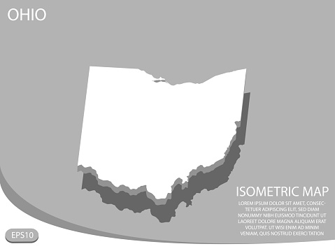 white isometric map of Ohio elements gray
 background for concept map easy to edit and customize. eps 10