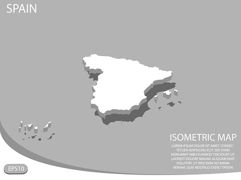 white isometric map of Spain elements gray
 background for concept map easy to edit and customize. eps 10