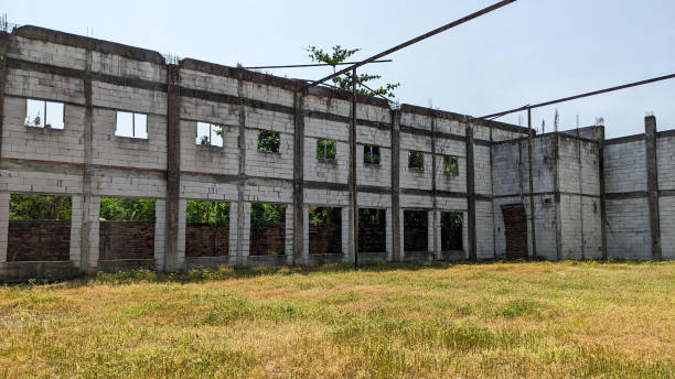 istock abandoned building projects, unfinished wall buildings are under construction. 1493746360