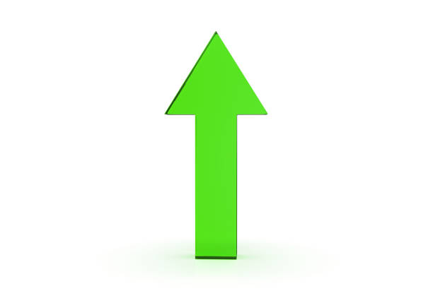 istock Up arrow icon 3d rendered isolated on white background with shadow 1493755912