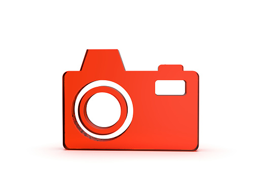 Camera icon 3d  rendered isolated on white background with shadow