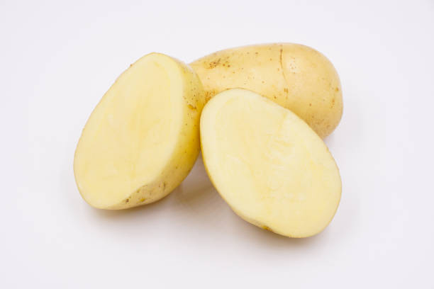 istock Halved clean unpeeled raw potato 1493756520