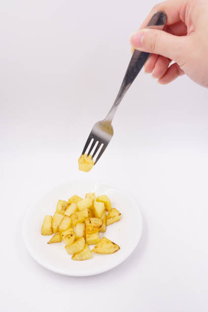 Pan-fried diced potatoes with potato skins