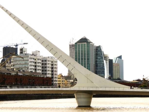 The Woman´s Bridge (Puente de la Mujer) at the Puerto Madero district. stock photo