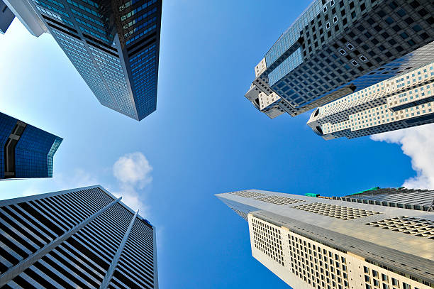 corporate buildings in perspective stock photo