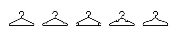 Shopping icon Hanger icon. Cloth hanger, coat or clothes rack icon symbol vector in line style on white background with editable stroke. Vector illustration silhouette of the hanging noose stock illustrations