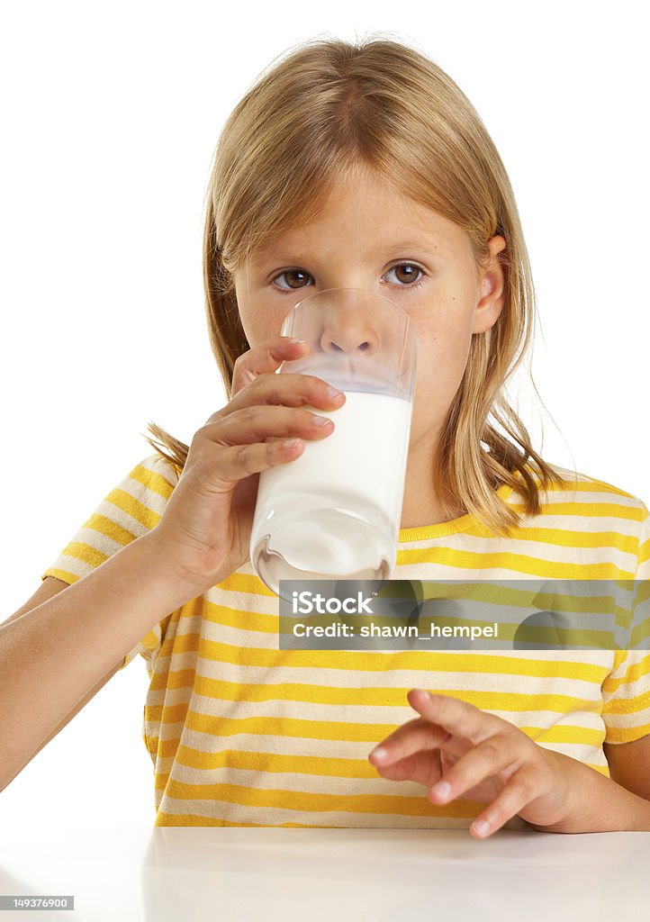 Girl Drinking Milk Stock Photo - Download Image Now - Blond Hair, Child,  Children Only - iStock
