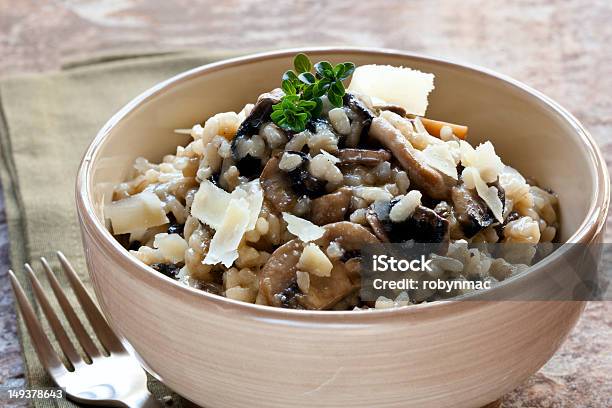 Mushroom Risotto Stock Photo - Download Image Now - Risotto, White Mushroom, Arborio Rice