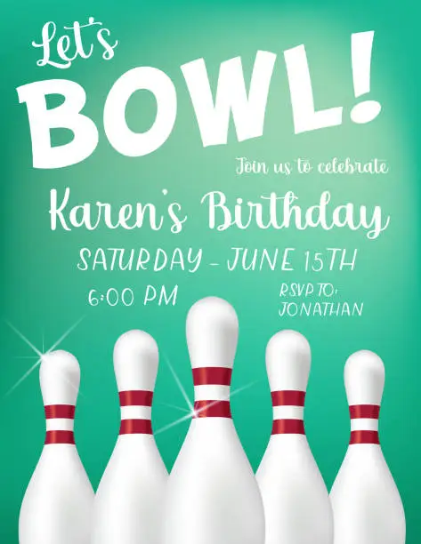 Vector illustration of Bowling Party Invitation Template