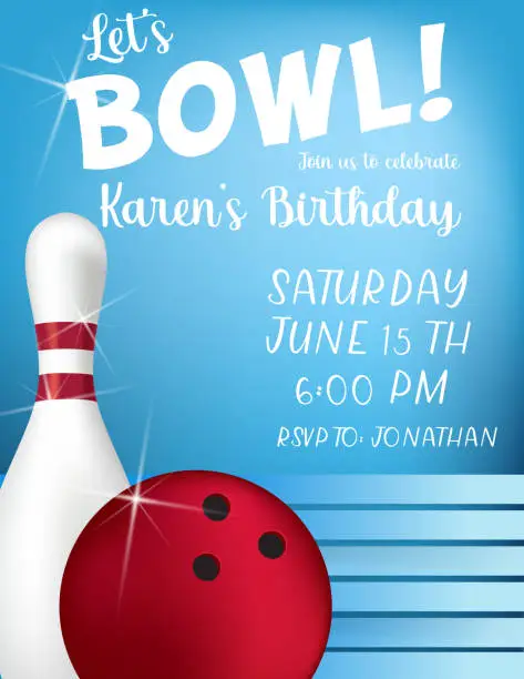 Vector illustration of Bowling Party Invitation Template