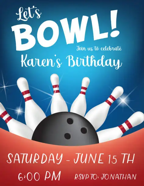 Vector illustration of Bowling Party Invitation Template