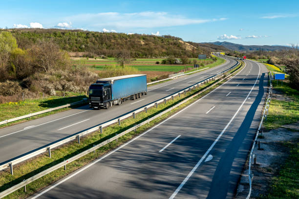 istock Transportation truck on Highway 1493793955