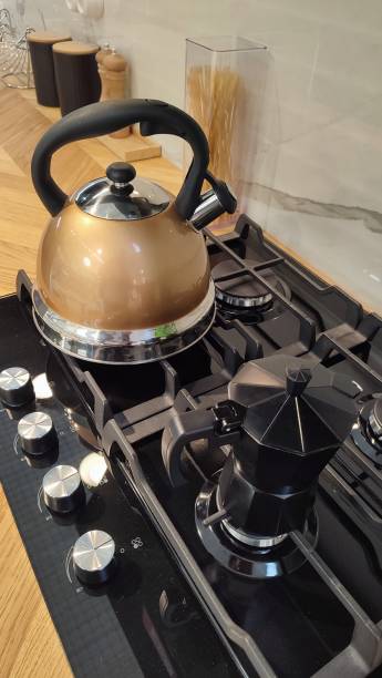 istock Gas stove with coffee maker 1493795445