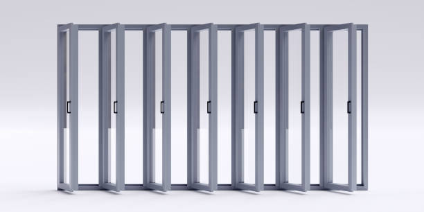 istock Window aluminum in row isolated cutout on empty white background. Copy space, ad template. 3d render 1493804431