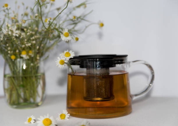 istock tea in a glass teapot with flowers chamomile 1493807175