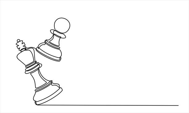 Continuous line drawing Chess pieces king Vector Stock Vector, pieces of  chess drawing