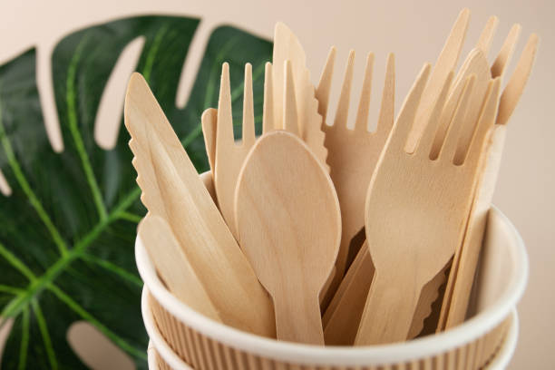 istock Disposable eco tableware for sustainable food delivery, Zero waste, eco friendly 1493812695