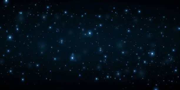 Vector illustration of Shining stars glow in the dark sky background.