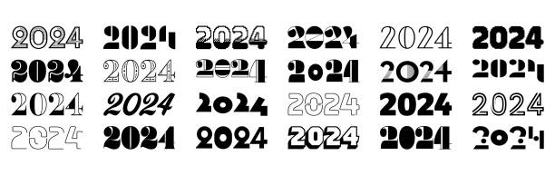 istock Big set of 2024 new year logo text design. 1493819286