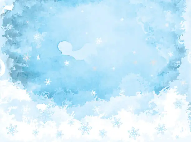 Vector illustration of Winter blue background with snowflakes.