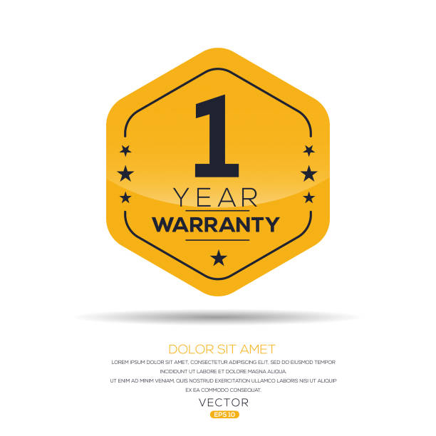 1 years warranty seal. - badge stock illustrations