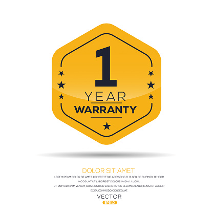 1 years warranty seal stamp, vector label.