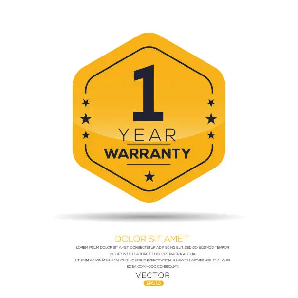Vector illustration of 1 years warranty seal.