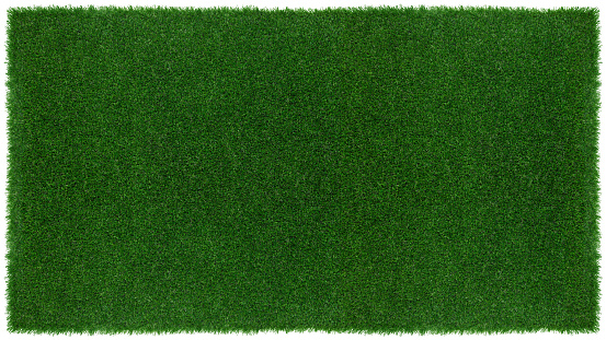 Meadow green grass surface. Turf blank top view background with clipping path. Template or Banner for gardening shop or online shopping, environmental concept