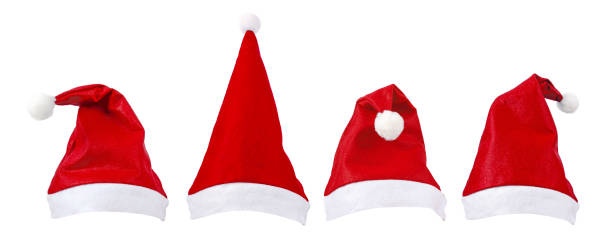 istock Santa Claus Christmas red hat with white fur set isolated on white 1493829105